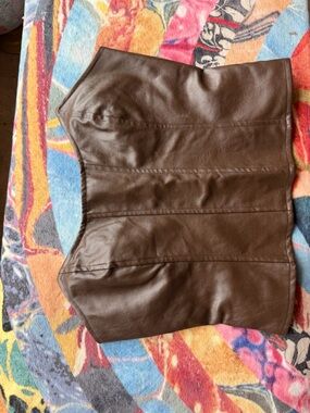 Bailey 44 Brown Faux Leather Panel top